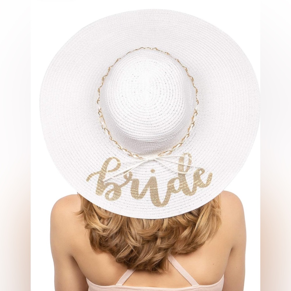 🆕 xo, Fetti Bride Sun Hat Bachelorette Beach Honeymoon Wedding Engagement White